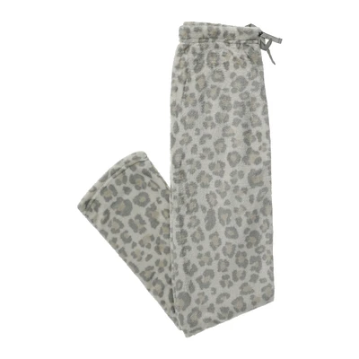 gray cheetah plush lounge pants