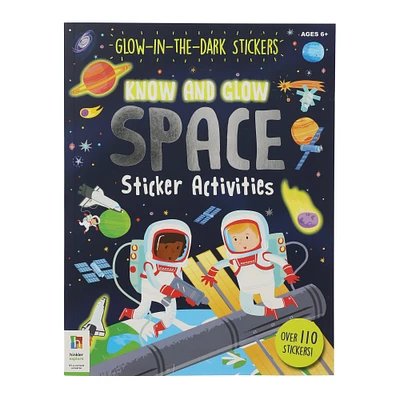 glow-in-the-dark space sticker activity book with over 110 stickers