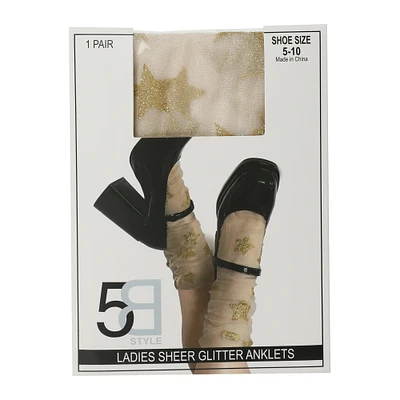ladies glitter star sheer socks