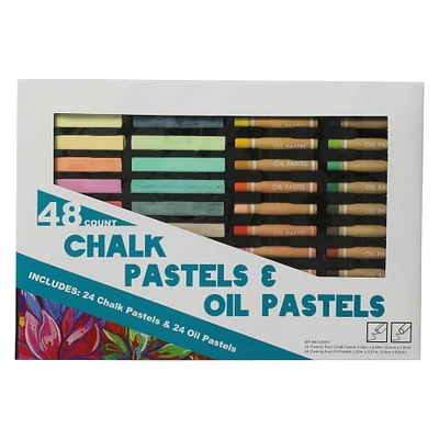 chalk pastels & oil pastels 48-count set