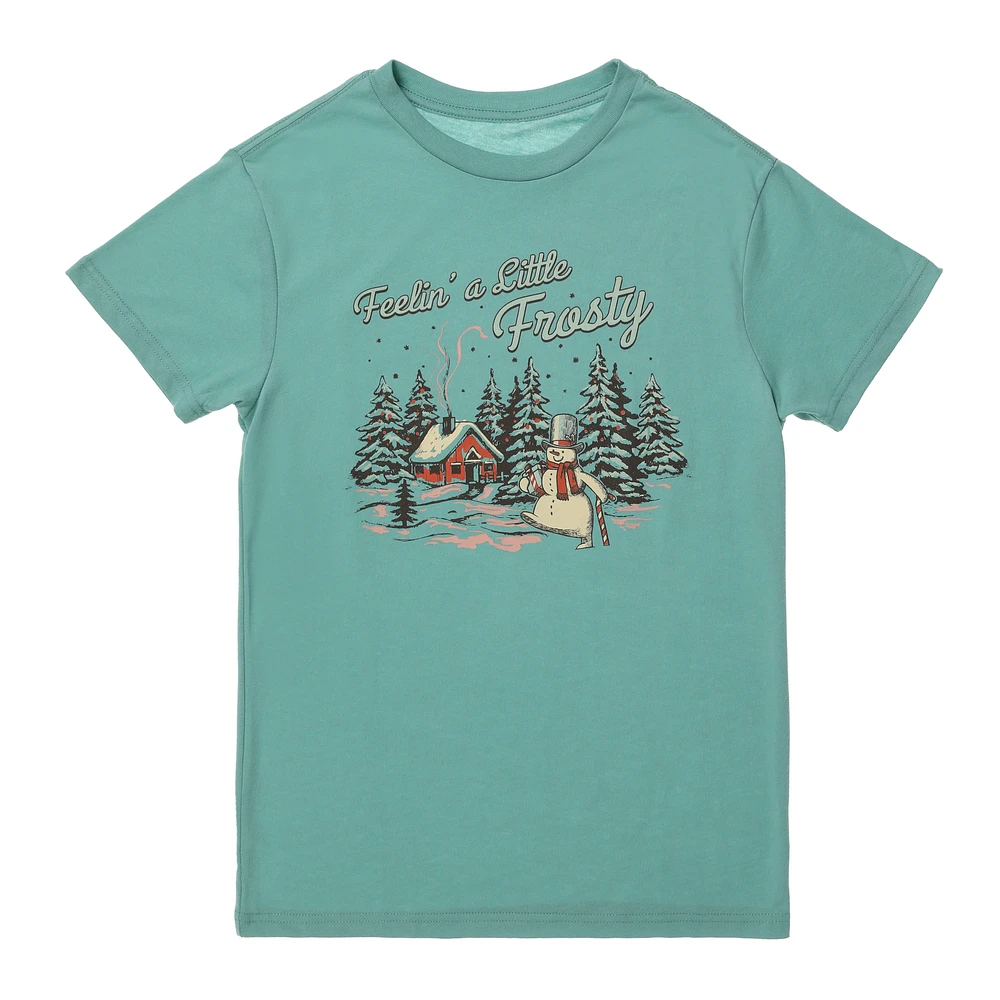 'feelin' frosty' retro snowman graphic tee