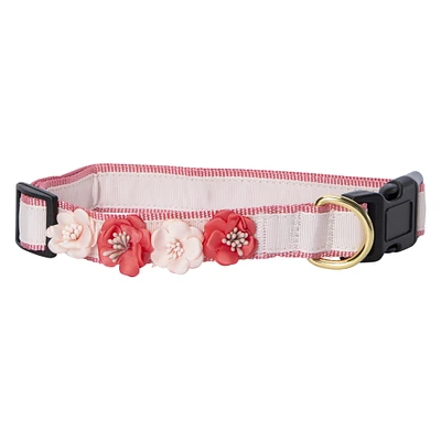 pink floral wedding dog collar