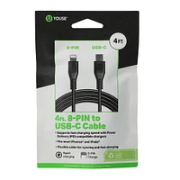 4ft 8-pin to USB-C charging cable