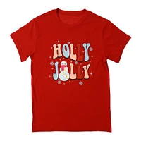 'holly jolly' disco snowman graphic tee