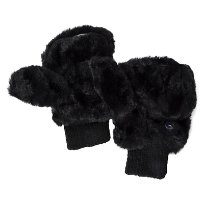 faux fur flip-top mittens