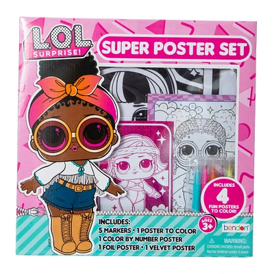4-pack poster coloring set with markers