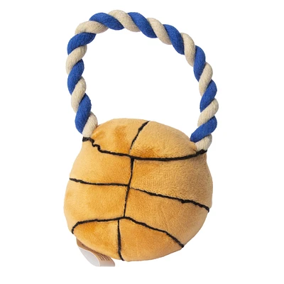 sports ball plush & rope dog squeaker toy