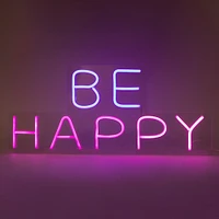 'be happy' LED neon light 27.6in
