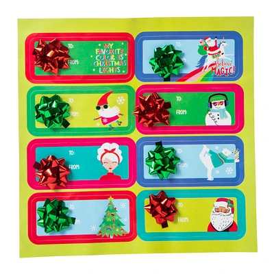 holiday gift labels with star bow 8-count