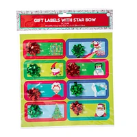 holiday gift labels with star bow 8-count