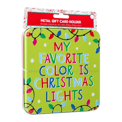 holiday tin gift card holder 4in x