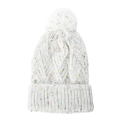 fleck yarn knit pom beanie hat