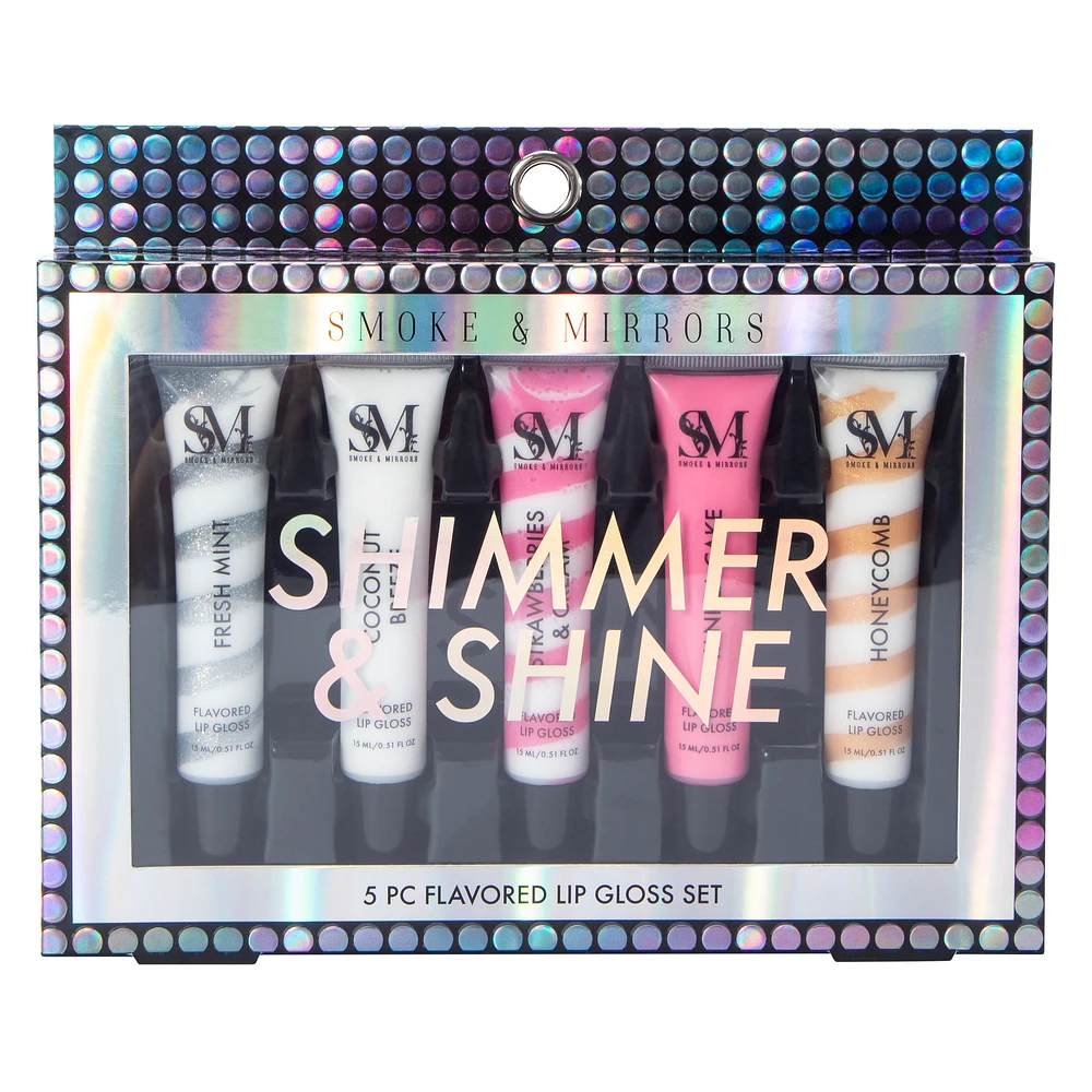 smoke & mirrors shimmer & shine flavored lip gloss set 5-count