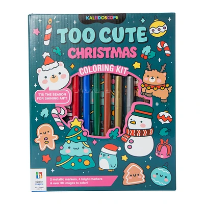 kaleidoscope too cute christmas coloring book kit