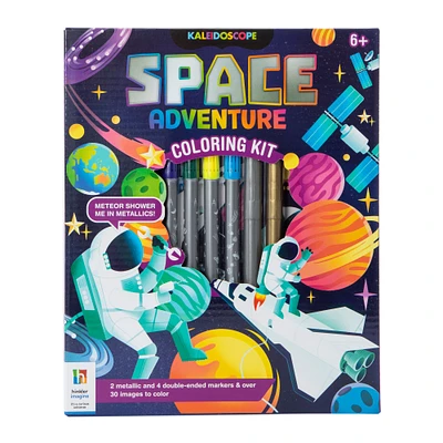 kaleidoscope space adventure coloring book kit