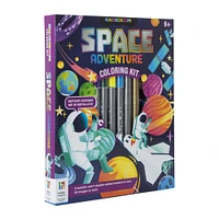 kaleidoscope space adventure coloring book kit