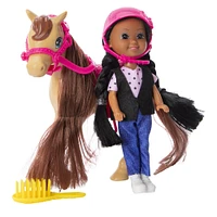 zoe horseback riding doll & toy horse set