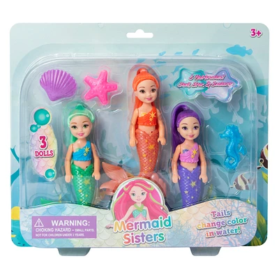 mermaid sisters dolls 3-count