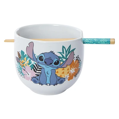 Disney Stitch bowl with chopsticks set 16oz
