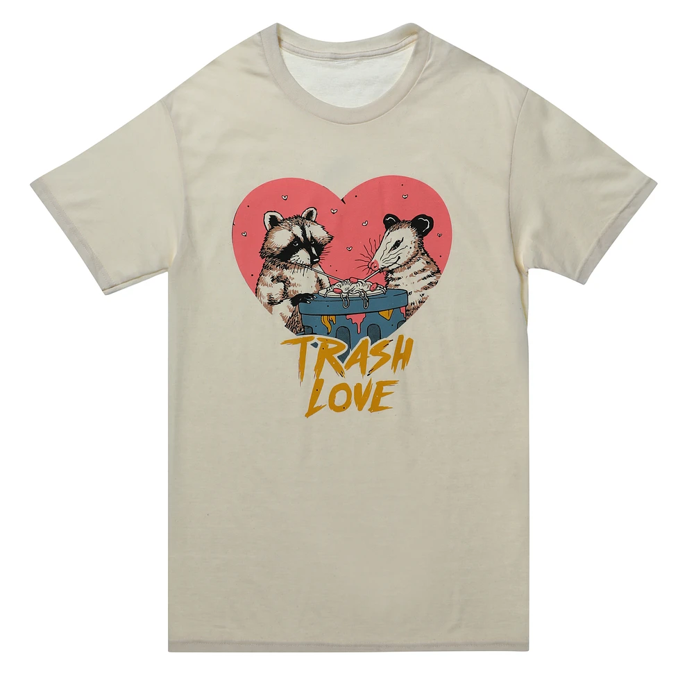 raccoon & possum 'trash love' graphic tee