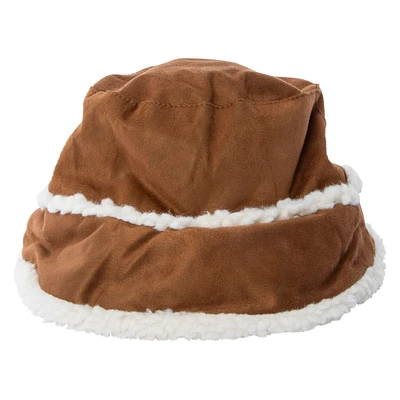 faux suede & sherpa bucket hat