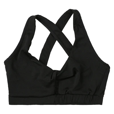 black twist-front sports bra