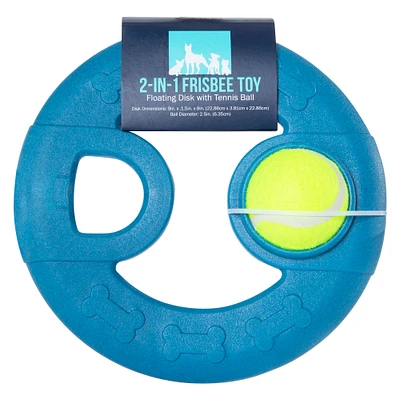 2-in-1 frisbee dog toy with tennis ball