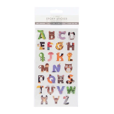 epoxy animal alphabet stickers 26-count