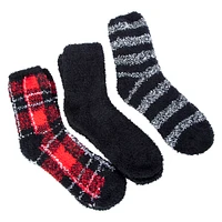 ladies fuzzy crew socks 3-count