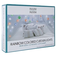rainbow-colored LED curtain lights