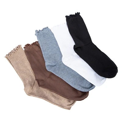 ladies lettuce-edge crew socks 5-pack