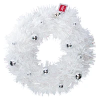 tinsel wreath with disco ball ornaments 21.25in