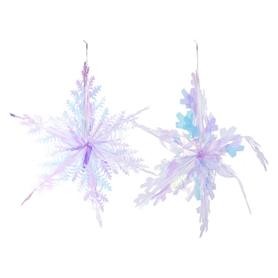 20in hanging iridescent snowflakes 2-count