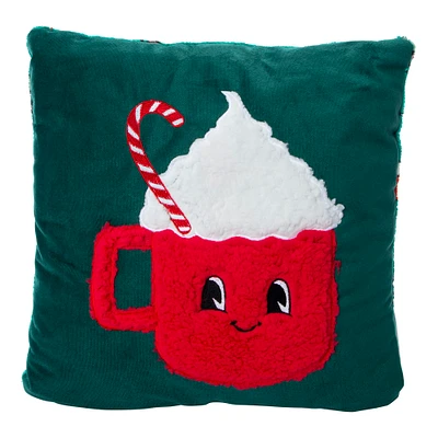 reversible tufted holiday throw pillow 16in