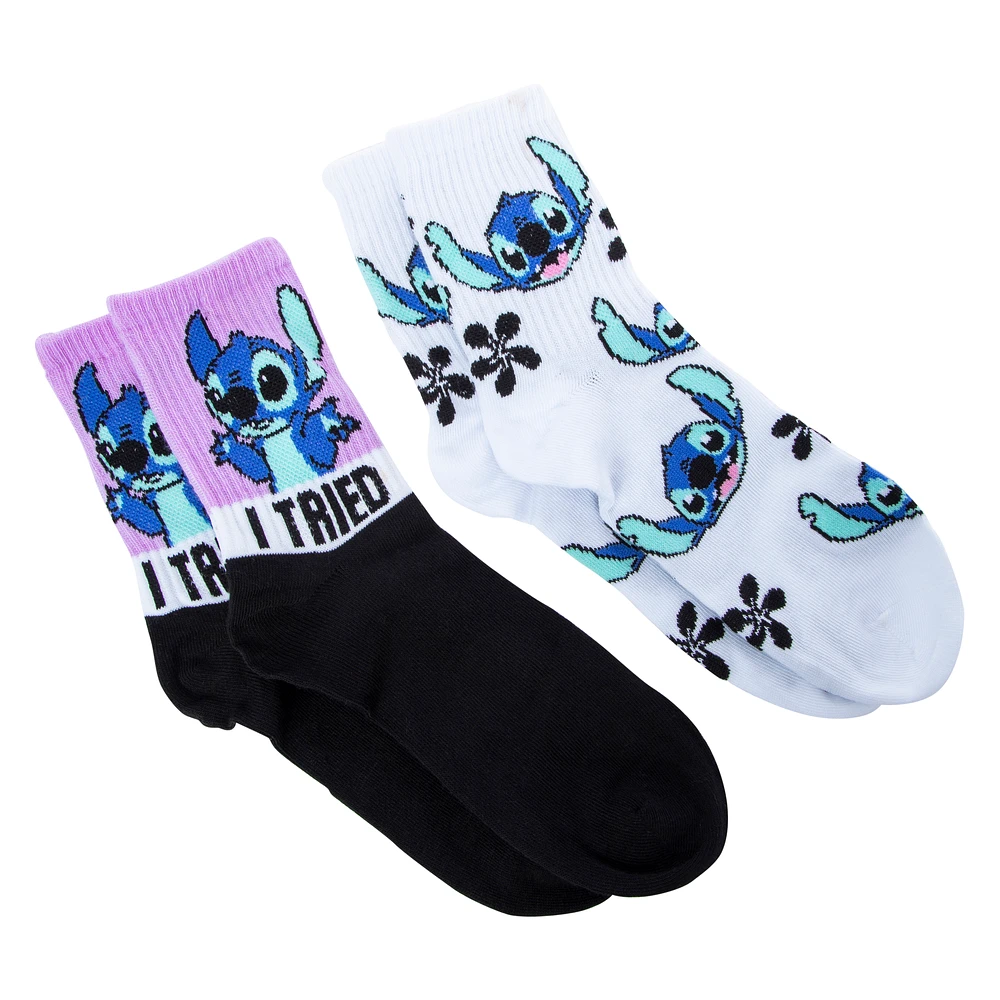 Ladies Disney Stitch Mid-Crew Socks 2-Pack