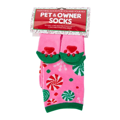Ladies Pet & Owner Matching Holiday Socks Set