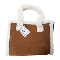 Faux Suede & Sherpa Tote Bag