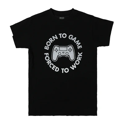 'born to game, forced work' graphic tee