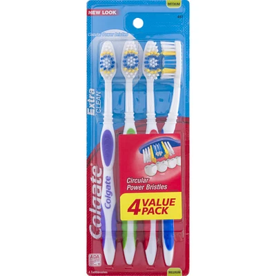 colgate extra clean toothbrush 4-pack medium bristles