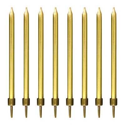 gold metallic birthday candles 8-count