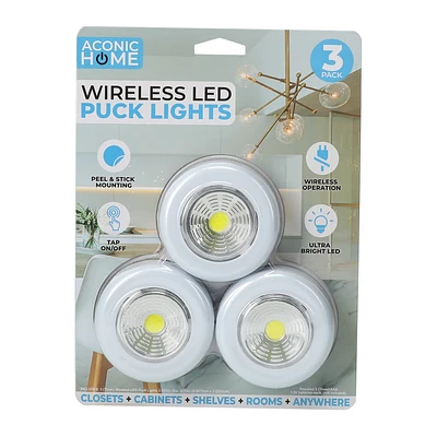 wireless LED puck lights 3-pack