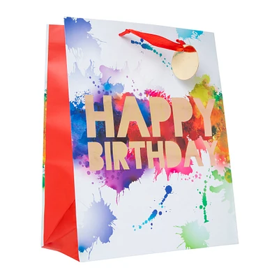 large rainbow happy birthday gift bag 12.75in x 10.4in
