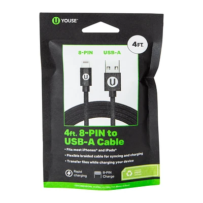 4ft 8-pin charging cable for iPhone® & iPad