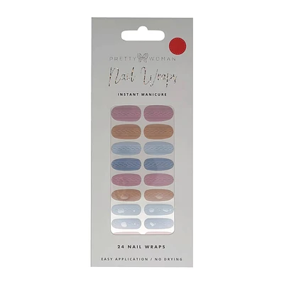 Pretty Woman Nail Wraps 24-Count - Brown, Pink & Blue