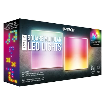 square touch-activated LED lights 2-pack