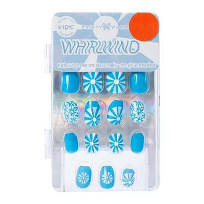 Pretty Woman Whirlwind Kids Press On Faux Nails 24-Piece Set