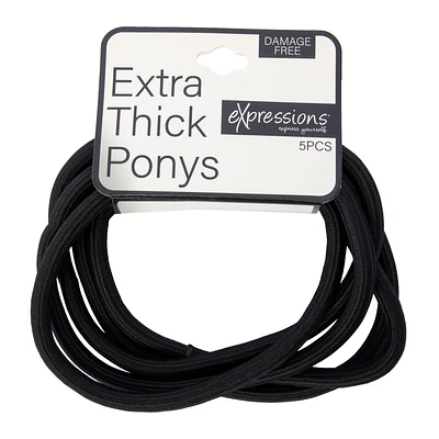 Extra Thick Black Hair Elastics 5-Pack