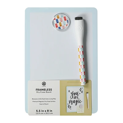 Frameless Magnetic Dry Erase Board 5.5in x 8in