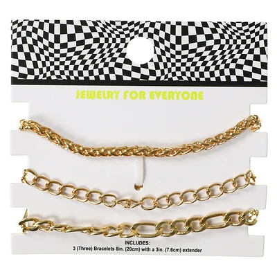 Gold Chain Bracelet 3-Piece Set