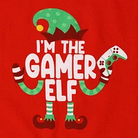 Kid's Gamer Elf Family Christmas Graphic Tee